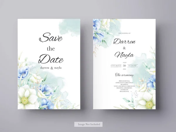 Elegáns Esküvői Meghívó Akvarell Virággal — Stock Vector