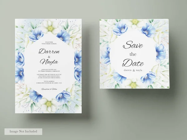 Elegante Convite Casamento Com Flor Aquarela — Vetor de Stock