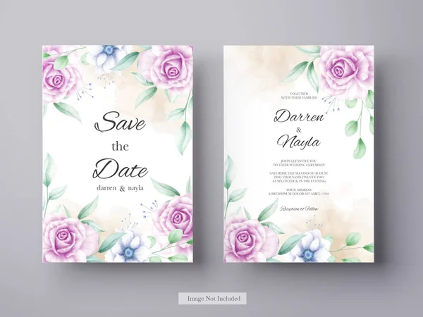 Elegantní Svatební Pozvánka Akvarelem Květiny — Stockový vektor
