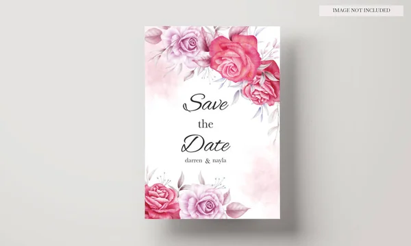 Belo Convite Casamento Com Ornamento Rosa — Vetor de Stock