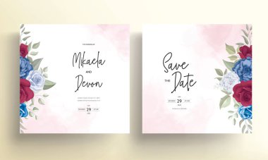 Zarif bir düğün davetiyesi ve güzel çiçekli süsler.