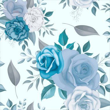 Güzel mavi çiçek pürüzsüz desen