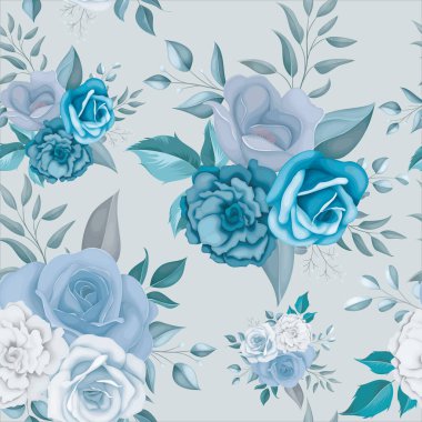 Güzel mavi çiçek pürüzsüz desen