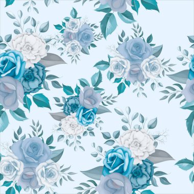 Güzel mavi çiçek pürüzsüz desen