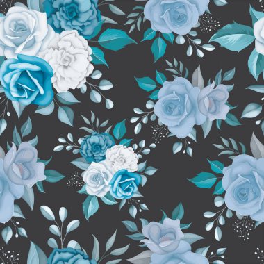 Güzel mavi çiçek pürüzsüz desen