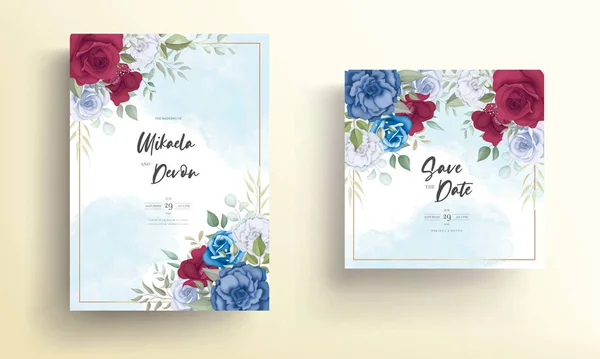 Цветочный Дизайн Свадебный Пригласительный Билет Красивым Украшением Цветов — стоковый вектор