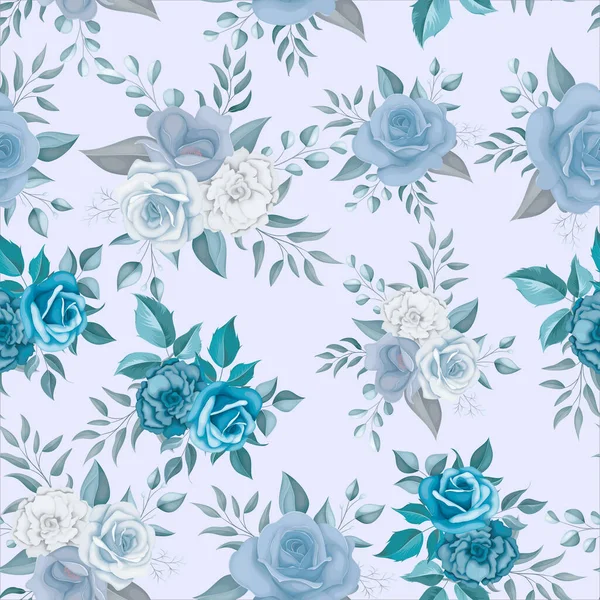 Hermosa Flor Azul Patrón Sin Costura — Vector de stock