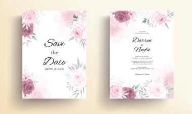 Beautiful wedding invitation designs with beautiful flower ornaments clipart