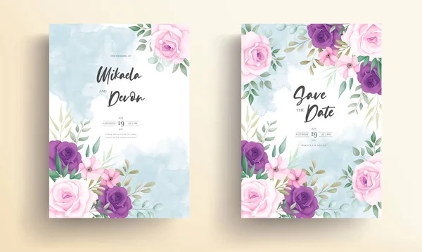 Tarjeta Invitación Boda Moderna Con Hermoso Ornamento Floral — Archivo Imágenes Vectoriales