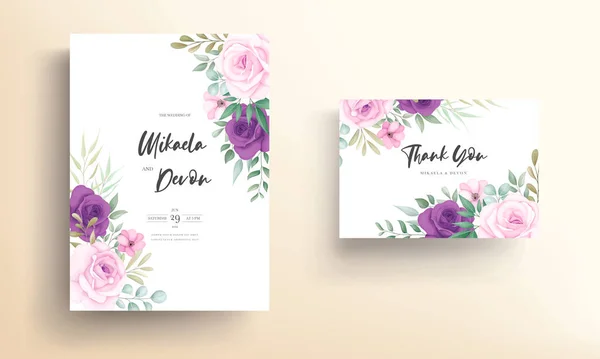 Tarjeta Invitación Boda Moderna Con Hermoso Ornamento Floral — Archivo Imágenes Vectoriales