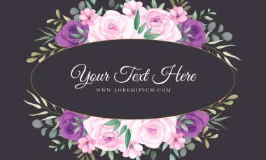 Zarif el pembe ve mor çiçekli arka plan