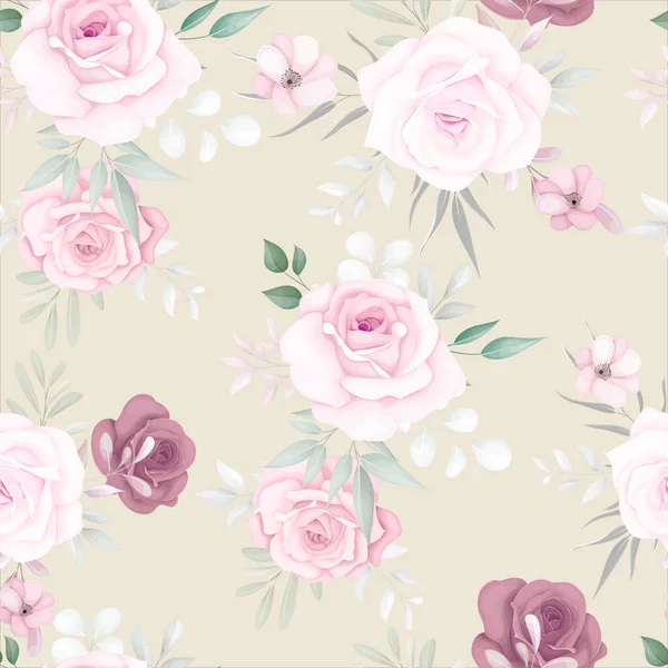 Élégant Motif Floral Sans Couture Avec Belles Fleurs Douces — Image vectorielle