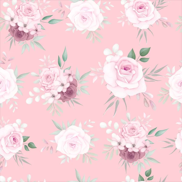 Élégant Motif Floral Sans Couture Avec Belles Fleurs Douces — Image vectorielle