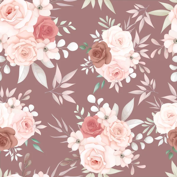 Hermoso Patrón Floral Suave Sin Costuras — Vector de stock