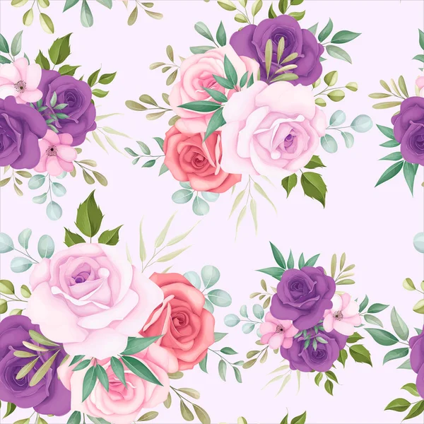 Beau Motif Floral Sans Couture Avec Des Fleurs Douces — Image vectorielle