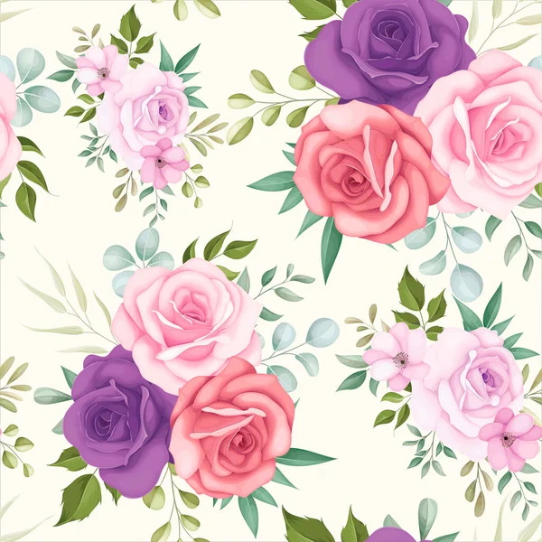 Beau Motif Floral Sans Couture Avec Des Fleurs Douces — Image vectorielle