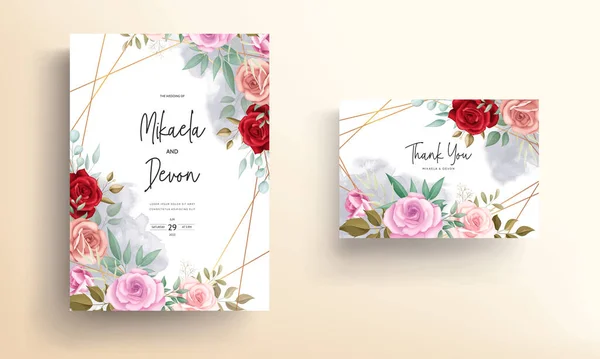 Κομψή Κάρτα Γάμου Floral Σχέδιο — Διανυσματικό Αρχείο