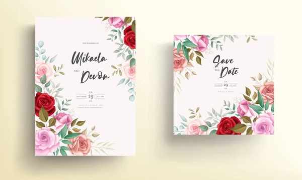 Κομψή Κάρτα Γάμου Floral Σχέδιο — Διανυσματικό Αρχείο