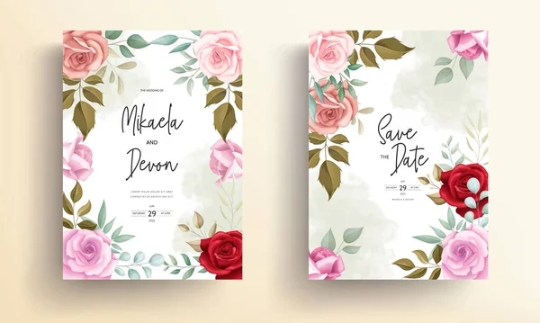 Modern Wedding Invitation Card Beautiful Flowers — Archivo Imágenes Vectoriales