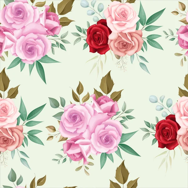 Elegantes Florales Nahtloses Muster Mit Romantischen Rosen — Stockvektor