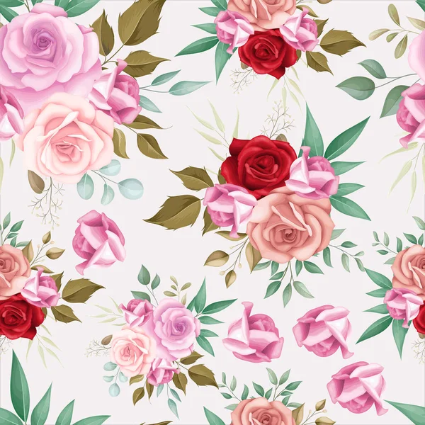 Élégant Motif Floral Sans Couture Avec Des Roses Romantiques — Image vectorielle