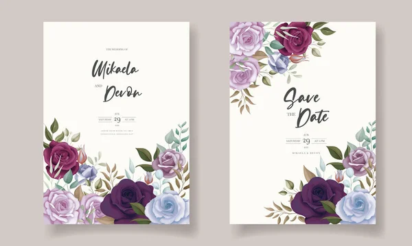 Elegant Wedding Invitation Card Beautiful Floral Ornament — Stock Vector
