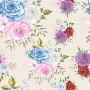 Renkli çiçek süslemeleri olan zarif çiçek desenli.