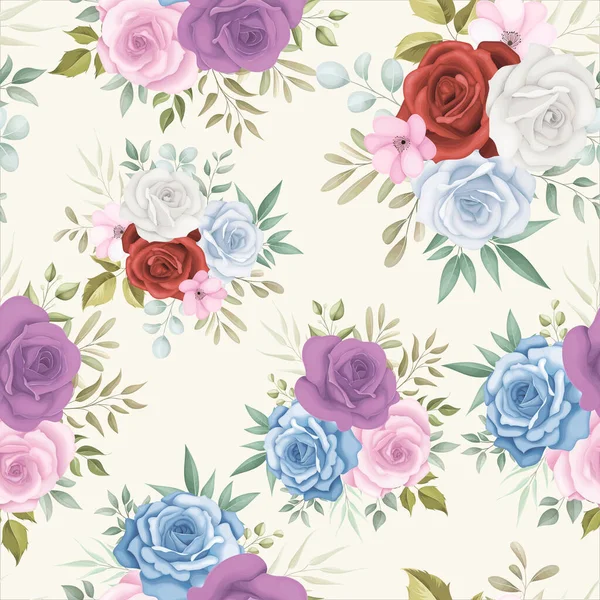 Elegante Patrón Floral Sin Costuras Con Coloridas Decoraciones Flores — Vector de stock
