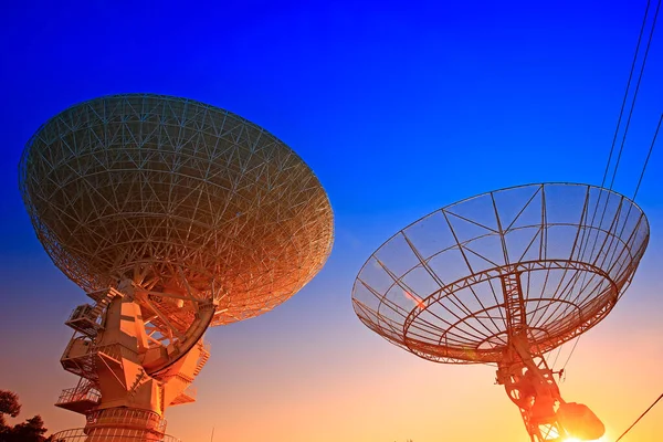 Silhouette Radio Telescope Observatory — Stock Photo, Image