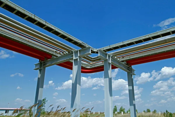 Oleoduto Campo Petróleo — Fotografia de Stock