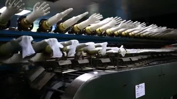 Gloves Factory Production Workshop Rotating Machinery — Vídeos de Stock