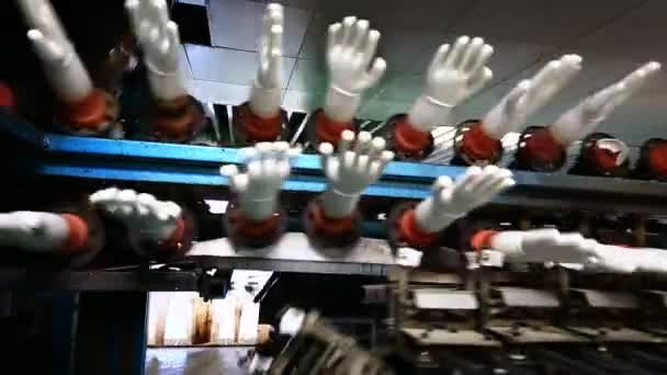 Handskar Fabrik Produktion Verkstad Och Roterande Maskiner — Stockvideo
