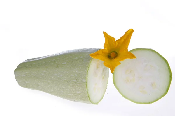 Verse Courgette Een Witte Achtergrond Close Foto — Stockfoto