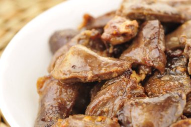 Izgara tavuk kalbi, çok taze.