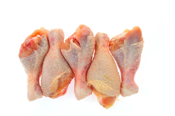 Rohe Hühnerkeulen Auf Weißem Hintergrund — Stockfoto