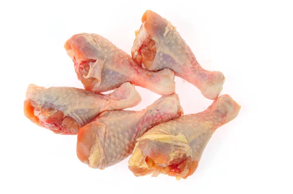 Rohe Hühnerkeulen Auf Weißem Hintergrund — Stockfoto