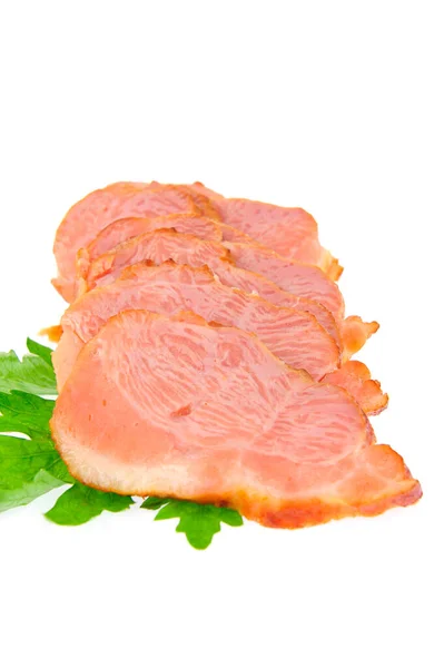 Geräuchertes Fleisch Isoliert Auf Weißem Hintergrund — Stockfoto