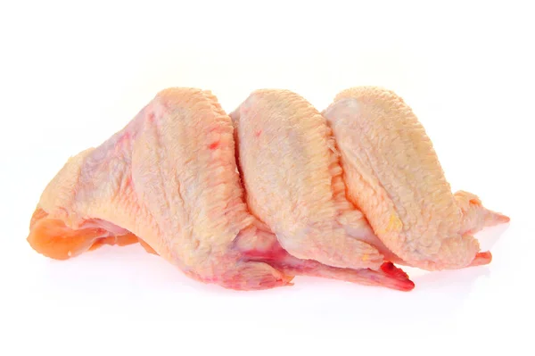 Asas Frango Cru Fundo Branco — Fotografia de Stock