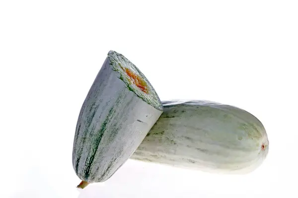 Melone Fondo Bianco Ripresa Distanza Ravvicinata — Foto Stock