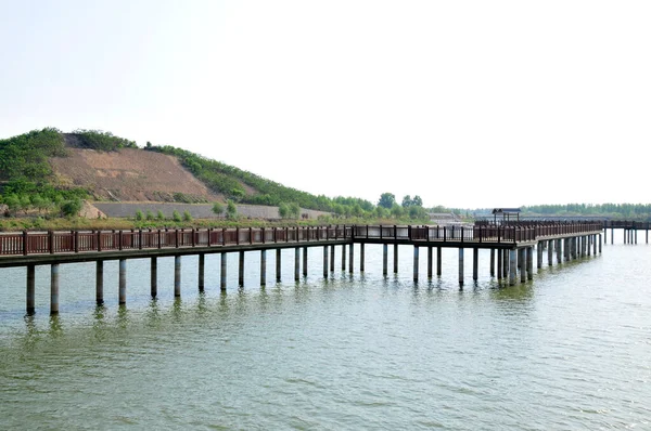 Superficie Estructura Madera Del Puente — Foto de Stock