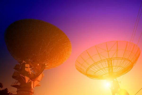 Silhouette Radio Telescope Observatory — Stock Photo, Image