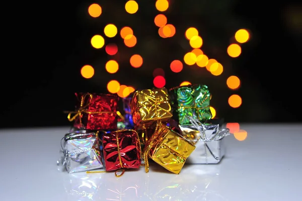 Regalos Navidad Luz Fondo Abstracta —  Fotos de Stock
