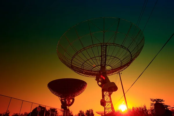 Silhouette Observatoire Radiotélescope — Photo