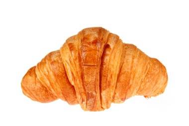 Arka planda taze kruvasanlar var.