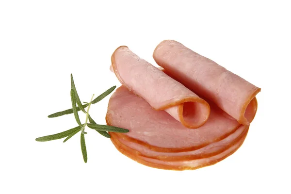 Pork Ham Slices Isolated White Background — Stock Photo, Image