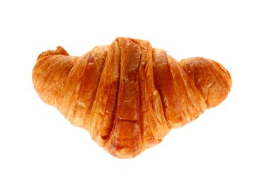 Arka planda taze kruvasanlar var.