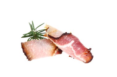 İtalyan jambonu mu İspanyol jamonu mu? Beyaz arka planda izole edilmiş kurutulmuş et.