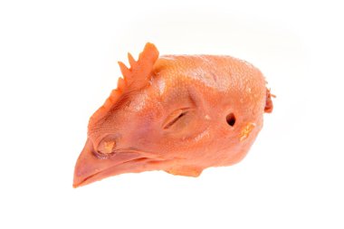 Beyaz arka planda tavuk kafası