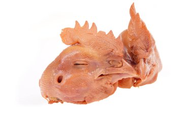 Beyaz arka planda tavuk kafası