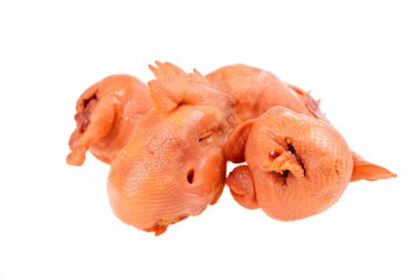 Beyaz arka planda tavuk kafası